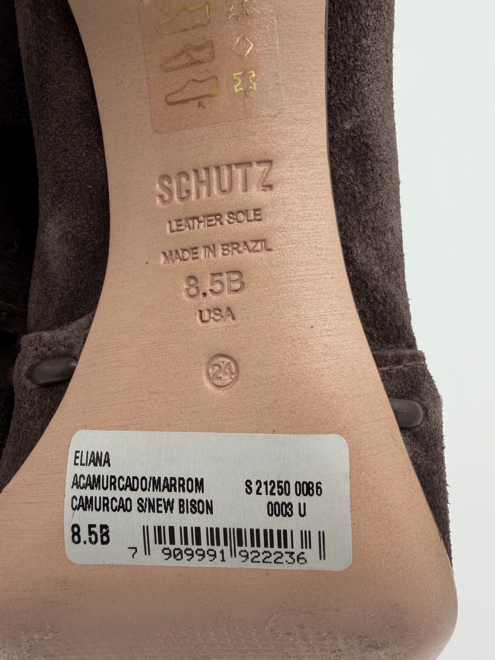 Schutz Eliana Brown Suede Western Knee-High Stiletto Boots – Size 8.5 - Picture 12 of 12